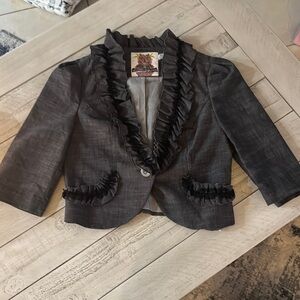 Black Cropped Blazer with Shawl Collar